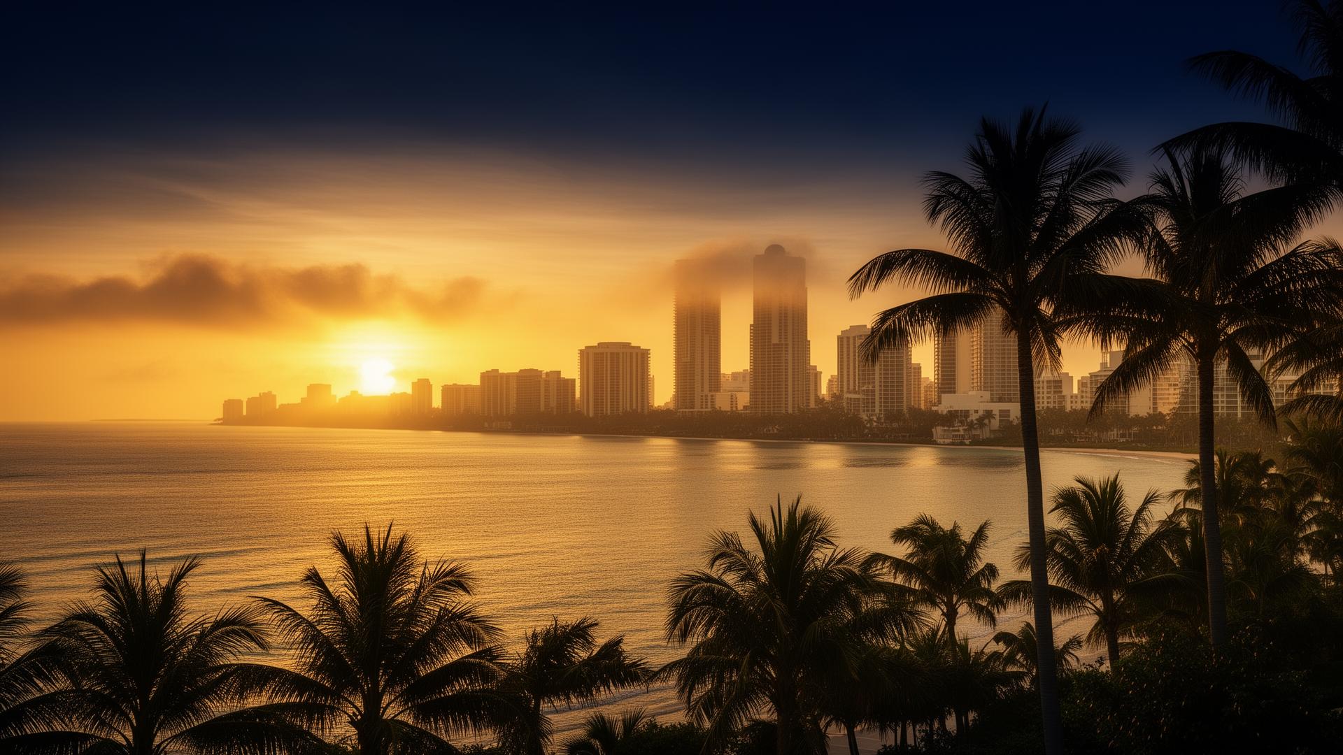 South Florida luxury skyline at sunset